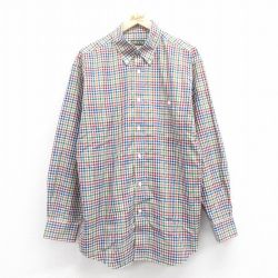 XL★古着 オービス ORVIS 長袖 シャツ メンズ ロング丈 コットン ボタンダウン 紺他 ネイビー チェック 25aug08 中古 トップス