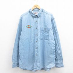 【20%OFF】XL★古着 ラングラー Wrangler 長袖 シャツ メンズ 00年代 00s 大きいサイズ ボタンダウン 紺 ネイビー デニム 25aug08 中古 トップス