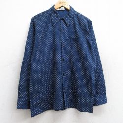 L★古着 長袖 シャツ メンズ 00年代 00s 紺 ネイビー ドット 25aug18 中古 トップス
