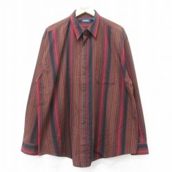 【50%OFF】XL★古着 ピューリタン 長袖 シャツ メンズ 00年代 00s 大きいサイズ ロング丈 黒他 ブラック ストライプ 25aug20 中古 トップス