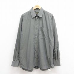 XL★古着 長袖 シャツ メンズ 00年代 00s 大きいサイズ ロング丈 コットン イタリア製 グレー 25aug23 中古 トップス