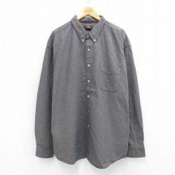 XL★古着 ルート66 長袖 シャツ メンズ 00年代 00s 大きいサイズ ロング丈 コットン ボタンダウン 紺他 ネイビー チェック 25aug25 中古 トップス
