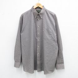 XL★古着 長袖 シャツ メンズ 大きいサイズ ボタンダウン ベージュ他 カーキ チェック 25aug25 中古 トップス