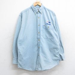 【20%OFF】XL★古着 リー Lee 長袖 シャツ メンズ 00年代 00s NFL ニューイングランドペイトリオッツ コットン ボタンダウン 薄紺 ネイビー デニム アメフト スーパーボウル 25aug25 中古 トップス