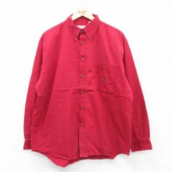 XL★古着 ビューグルボーイ 長袖 シャツ メンズ 00年代 00s ワンポイントロゴ コットン ボタンダウン 赤 レッド 25aug30 中古 トップス