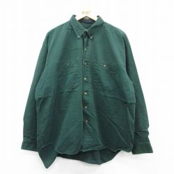 XL★古着 長袖 シャツ メンズ 00年代 00s 大きいサイズ コットン ボタンダウン 緑 グリーン 25aug30 中古 トップス