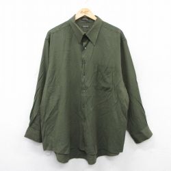 【50%OFF】XL★古着 アロー 長袖 シャツ メンズ 大きいサイズ レーヨン 濃緑 グリーン 25aug30 中古 トップス