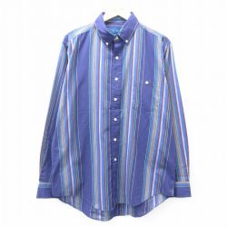 XL★古着 タウンクラフト 長袖 シャツ メンズ 90年代 90s ボタンダウン 紺他 ネイビー ストライプ 25aug30 中古 トップス