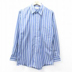 L★古着 STAFFORD 長袖 シャツ メンズ 90年代 90s USA製 紺 ネイビー ストライプ 【spe】 25aug30 中古 トップス