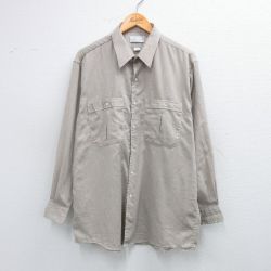 【20%OFF】L★古着 長袖 シャツ メンズ 90年代 90s USA製 薄ベージュ カーキ 25aug30 中古 トップス