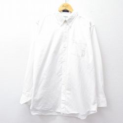 XL★古着 長袖 シャツ メンズ 80年代 80s 大きいサイズ コットン ボタンダウン USA製 白 ホワイト 25sep01 中古 トップス