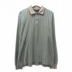 L★古着 長袖 ポロ シャツ メンズ 00年代 00s 総柄 緑他 グリーン 25sep01 中古 トップス