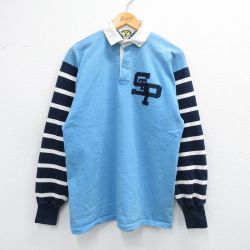 M★古着 長袖 ラガー シャツ メンズ 90年代 90s STP コットン USA製 薄紺他 ネイビー 25sep01 中古 トップス