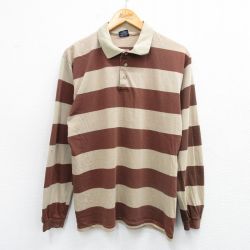 M★古着 GANT 長袖 ポロ シャツ メンズ 90年代 90s コットン ベージュ他 カーキ ボーダー 25sep01 中古 トップス