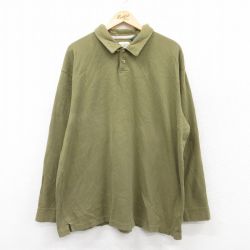 XL★古着 G.H.BASS 長袖 ポロ シャツ メンズ 大きいサイズ コットン 濃緑系 グリーン 25sep01 中古 トップス