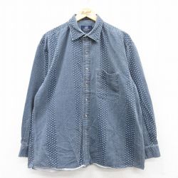 XL★古着 バンヒューセン 長袖 シャツ メンズ 90年代 90s 総柄 大きいサイズ コットン 紺系他 ネイビー 25sep01 中古 トップス