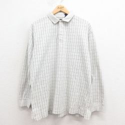 L★古着 GANT 長袖 ポロ シャツ メンズ 90年代 90s 鹿の子 コットン 白系 ホワイト 霜降り他 チェック 25sep04 中古 トップス