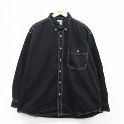 XL★古着 リー Lee 長袖 シャツ メンズ 00年代 00s Telcordia 大きいサイズ コットン ボタンダウン 黒 ブラック 25sep08 中古 トップス