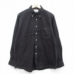L★古着 バンヒューセン 長袖 シャツ メンズ 90年代 90s コットン 黒系 ブラック ストライプ 25sep08 中古 トップス