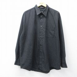 XL★古着 バンヒューセン 長袖 シャツ メンズ 黒他 ブラック チェック 25sep08 中古 トップス