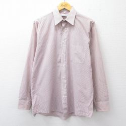 L★古着 バンヒューセン 長袖 シャツ メンズ 90年代 90s 赤他 レッド ストライプ 25sep10 中古 トップス