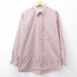 バンヒューセン 長袖シャツ ストライプ レッド XL | 古着