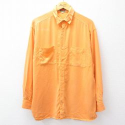 L★古着 長袖 シャツ メンズ 90年代 90s USA製 オレンジ 【spe】 25sep11 中古 トップス