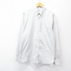 XL★古着 IZOD 長袖 シャツ メンズ ロング丈 コットン 白他 ホワイト チェック 25sep11 中古 トップス