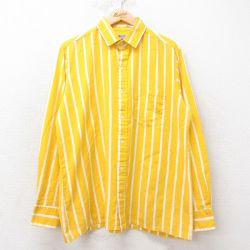 L★古着 長袖 シャツ メンズ 90年代 90s USA製 黄他 イエロー ストライプ 25sep12 中古 トップス