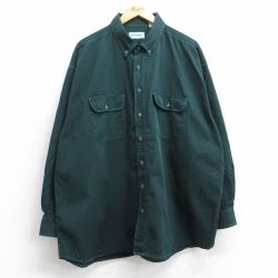 XL★古着 セントジョンズベイ 長袖 シャツ メンズ 90年代 90s 大きいサイズ コットン ボタンダウン 緑 グリーン 【spe】 25sep12 中古 トップス