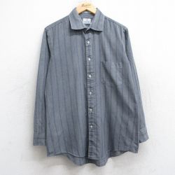 L★古着 バンヒューセン 長袖 シャツ メンズ 90年代 90s グレー他 ストライプ 25sep12 中古 トップス