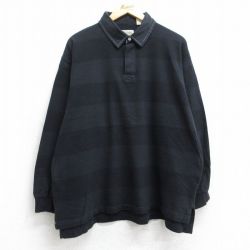 XL★古着 セントジョンズベイ 長袖 ラガー シャツ メンズ 00年代 00s コットン 黒 ブラック ボーダー 【spe】 25sep12 中古 トップス