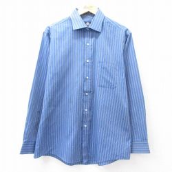 【20%OFF】L★古着 STAFFORD 長袖 シャツ メンズ 90年代 90s 薄紺他 ネイビー ストライプ 25sep13 中古 トップス