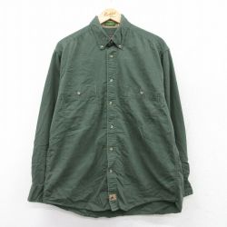 XL★古着 ボストントレーダーズ 長袖 シャツ メンズ 00年代 00s ヘリンボーン コットン ボタンダウン 濃緑 グリーン 25sep19 中古 トップス