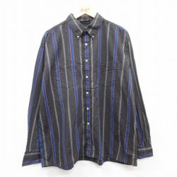メンバーズオンリー 90s 長袖シャツ ストライプ ブラック XL | 古着
