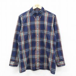 L★古着 バンヒューセン 長袖 シャツ メンズ 90年代 90s ボタンダウン 紺他 ネイビー チェック 25sep24 中古 トップス