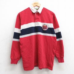 M★古着 長袖 ラガー シャツ メンズ セサミストリート エルモ コットン 赤他 レッド 25sep26 中古 トップス