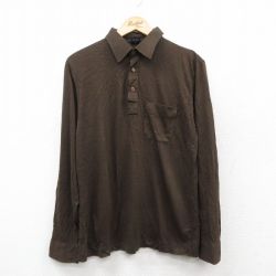 M★古着 長袖 ポロ シャツ メンズ 90年代 90s USA製 こげ茶 ブラウン 25sep29 中古 トップス