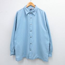 XL★古着 WEK 長袖 シャツ メンズ 90年代 90s 大きいサイズ コットン USA製 薄紺 ネイビー 【spe】 25oct02 中古 トップス