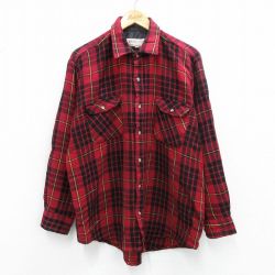 XL★古着 長袖 シャツ メンズ 赤他 レッド チェック 25oct02 中古 トップス