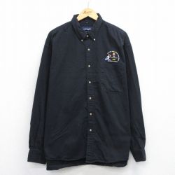 XL★古着 スイングスター 長袖 シャツ メンズ 00年代 00s オリンピック シボレー 大きいサイズ コットン ボタンダウン 黒 ブラック 25oct03 中古 トップス