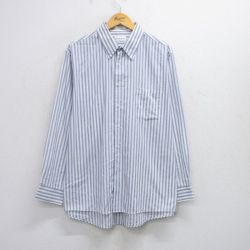 XL★古着 バンヒューセン 長袖 シャツ メンズ 00年代 00s 大きいサイズ 薄紺他 ネイビー ストライプ 25oct03 中古 トップス