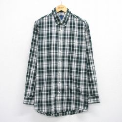XL★古着 タウンクラフト 長袖 シャツ メンズ 90年代 90s ロング丈 ボタンダウン 緑他 グリーン チェック 25oct03 中古 トップス