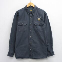 XL★古着 カベラス 長袖 シャツ メンズ 00年代 00s シカ コットン 濃グレー 【spe】 25oct08 中古 トップス
