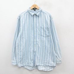 XL★古着 STEFANO 長袖 シャツ メンズ 90年代 90s コットン 薄紺他 ネイビー 25oct17 中古 トップス