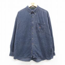 XL★古着 カタリナ 長袖 シャツ メンズ コーデュロイ ワンポイントロゴ 大きいサイズ コットン ボタンダウン 紺 ネイビー 25oct18 中古 トップス