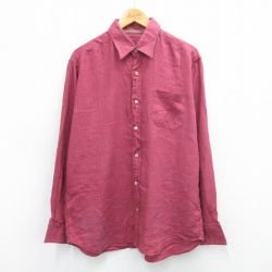 XL★古着 トミーバハマ 長袖 シャツ メンズ リネン 赤系 レッド 25oct21 中古 トップス
