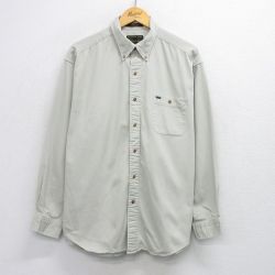 XL★古着 長袖 シャツ メンズ 00年代 00s コットン ボタンダウン 薄ベージュ カーキ 25oct29 中古 トップス