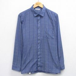 L★古着 長袖 シャツ メンズ 90年代 90s USA製 紺他 ネイビー チェック 25oct29 中古 トップス