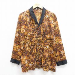マンシングウェア 70s 長袖パジャマシャツ 総柄 ブラウン M | 古着